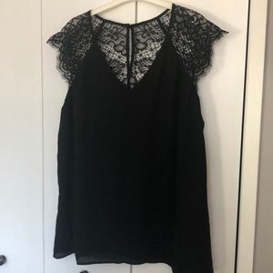 Black lace shoulder blouse